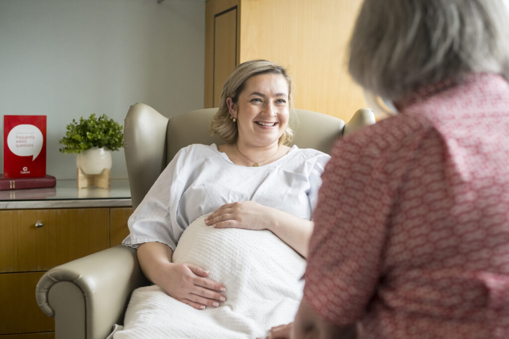Pregnant lady with midwife at Cabrini Malvern