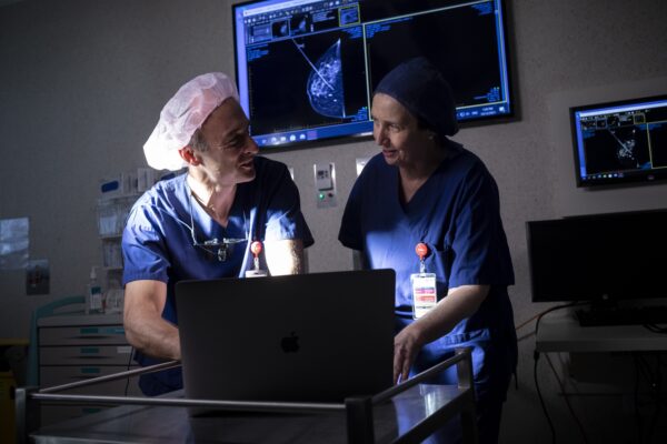 Breast surgeon Dr Jennifer Senior OAM pictured at Cabrini Hospital with plastic surgeon Mr Simon Overstall