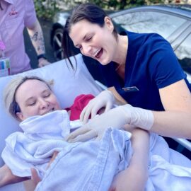 Mum Ashleigh had a special delivery of baby Amelia born in the Cabrini carpark