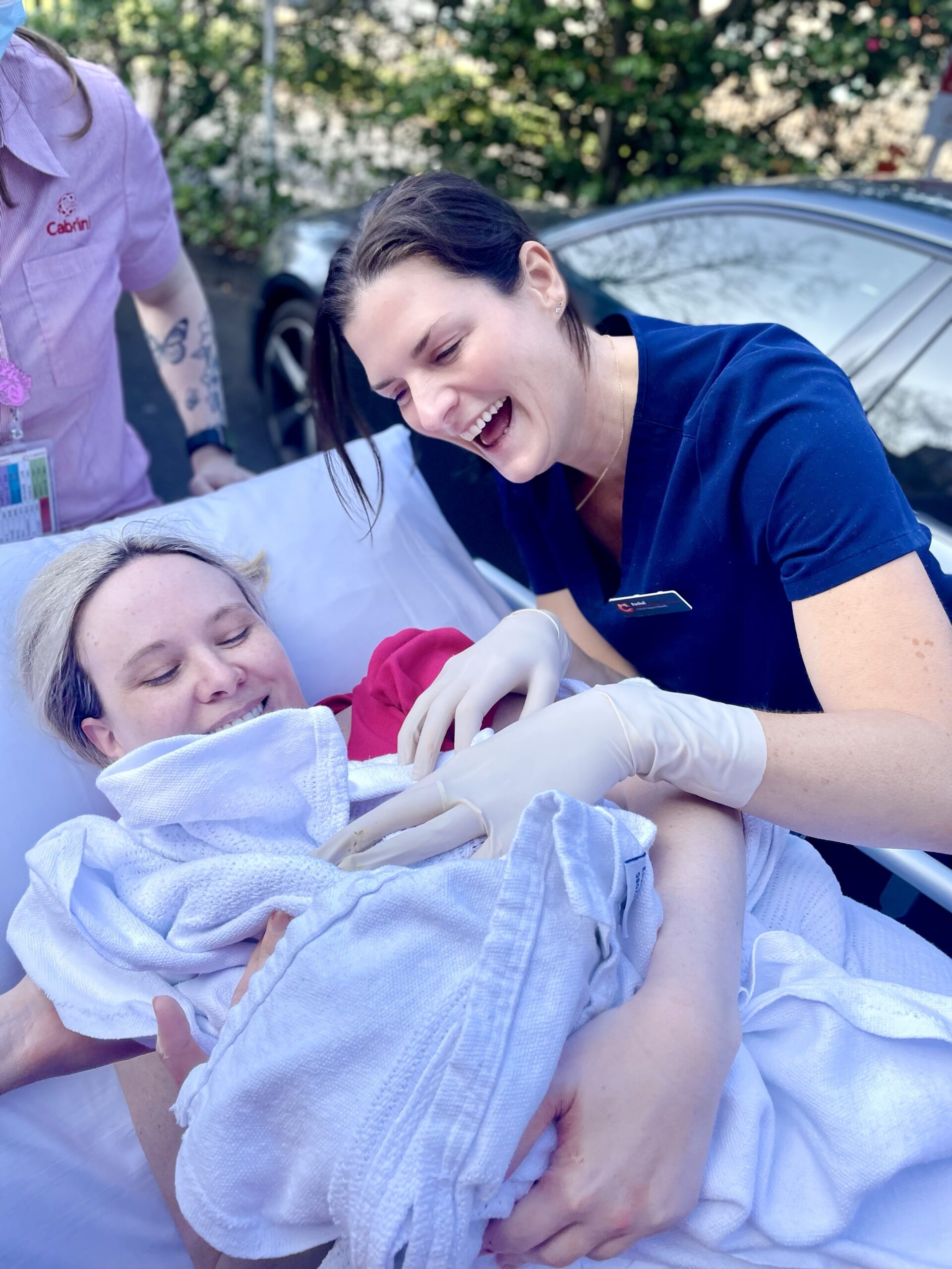 Mum Ashleigh had a special delivery of baby Amelia born in the Cabrini carpark